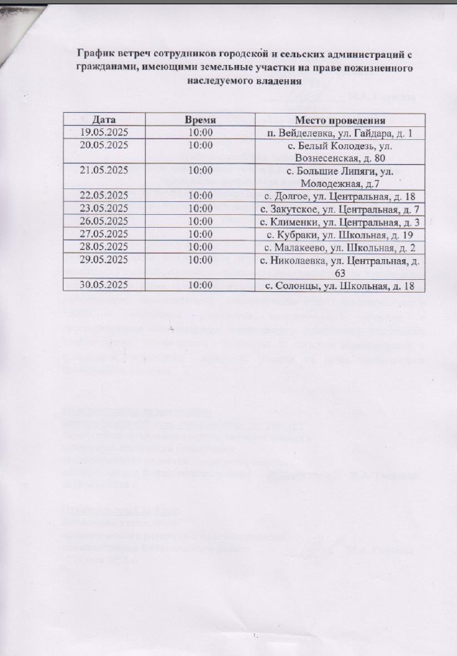 Графики встреч с жителями.